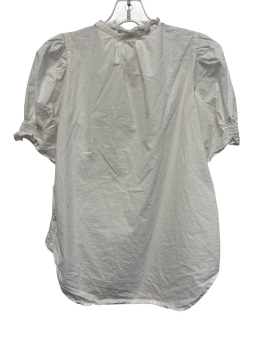 Apiece Apart Size XS White Organic Cotton Button Down Ruffle Neckline Top White / XS