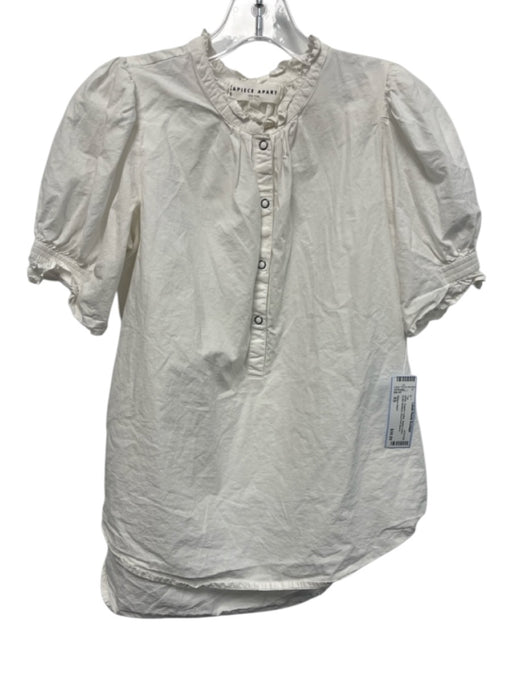 Apiece Apart Size XS White Organic Cotton Button Down Ruffle Neckline Top White / XS