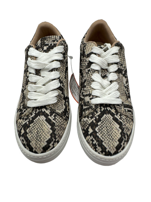 Steve Madden Shoe Size 7.5 White, Tan, Black Canvas Rubber Sole Lace Up Sneakers White, Tan, Black / 7.5