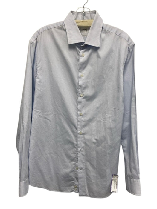 Armani Size 16.5 Light blue Cotton Micro Button Up Men's Long Sleeve Shirt Light blue / 16.5