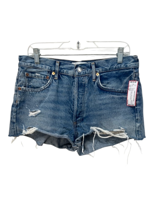 Agolde Size 29 Medium Wash Cotton Denim Button Fly Cut Off distressed Shorts Medium Wash / 29