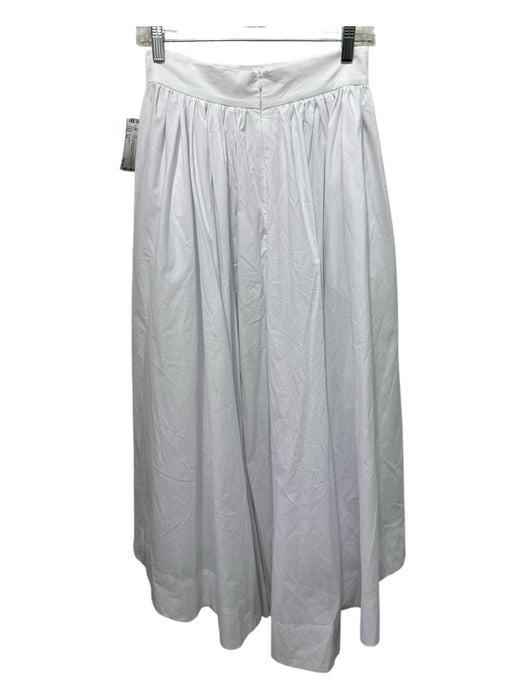 Flo Atelier Size XS White Cotton Back Zip Gathered High Low Midi Skirt White / XS