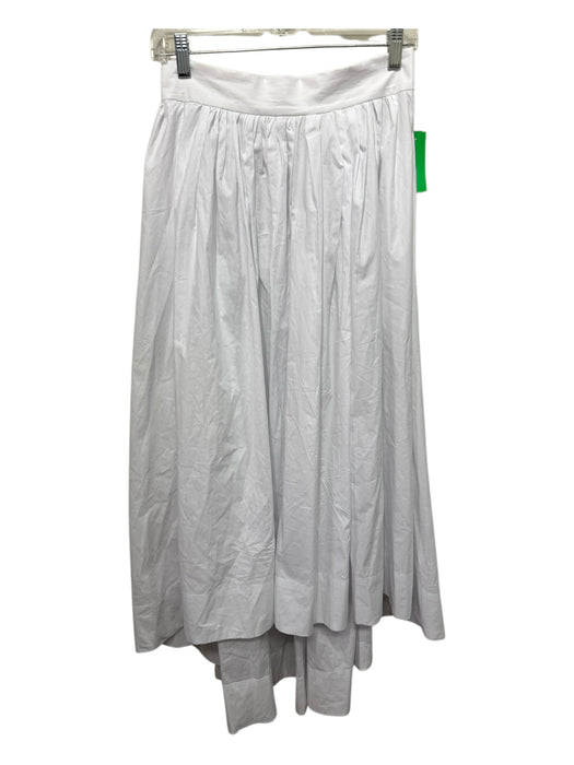 Flo Atelier Size XS White Cotton Back Zip Gathered High Low Midi Skirt White / XS