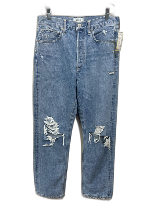 Agolde Size 28 Light Wash Cotton Denim Mid Rise Distressed Tapered Jeans Light Wash / 28