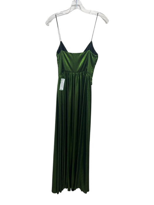 Retrofete Size Small Green Spaghetti Strap Pleated Shimmer Side Slit Gown Green / Small