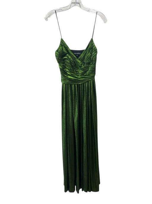 Retrofete Size Small Green Spaghetti Strap Pleated Shimmer Side Slit Gown Green / Small