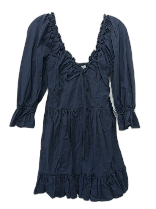 Hill House Size S Black Cotton 3/4 Sleeve Elastic Neck Darted Above Knee Dress Black / S