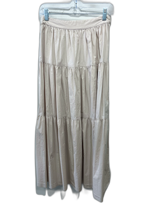 Staud Size 4 Light Beige Cotton Side Zip Tiered Maxi Skirt Light Beige / 4