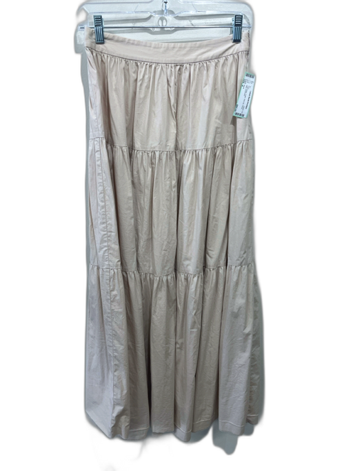 Staud Size 4 Light Beige Cotton Side Zip Tiered Maxi Skirt Light Beige / 4