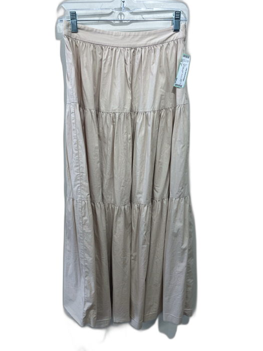 Staud Size 4 Light Beige Cotton Side Zip Tiered Maxi Skirt Light Beige / 4
