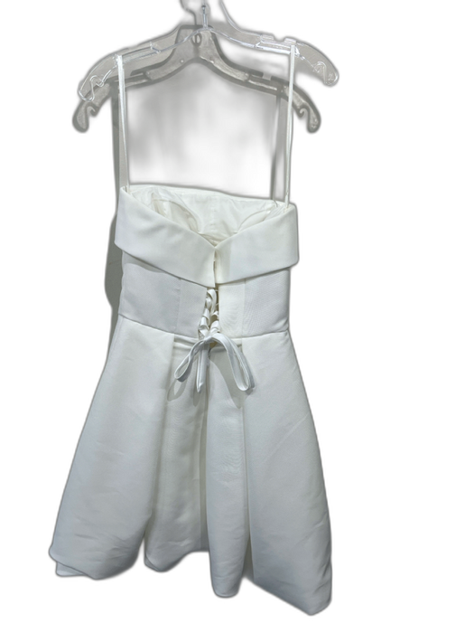 Amsale Size 6 White Polyester Strapless Lace Up Back Pleated Above Knee Dress White / 6