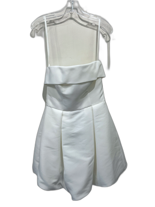 Amsale Size 6 White Polyester Strapless Lace Up Back Pleated Above Knee Dress White / 6
