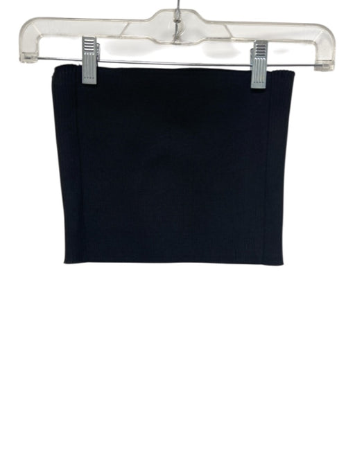 Tibi Size 0 Black Polyester Strapless Ribbed Stretch Tube Top Top Black / 0