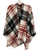 Banana Republic Black, White, Red Fringe Hem Plaid Open Shawl Black, White, Red