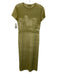 Esthe Size S Green & White Polyester Short Sleeve City Scape Mesh Midi Dress Green & White / S