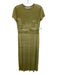 Esthe Size S Green & White Polyester Short Sleeve City Scape Mesh Midi Dress Green & White / S