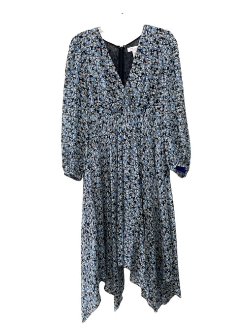 Nordstrom Size 6 Blue & Multi Silk Floral Back Zip Dress Blue & Multi / 6