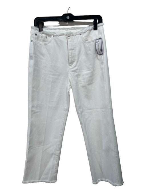 Michael Kors Size 4 White Cotton Frayed Hem Pockets Button Fly Jeans White / 4