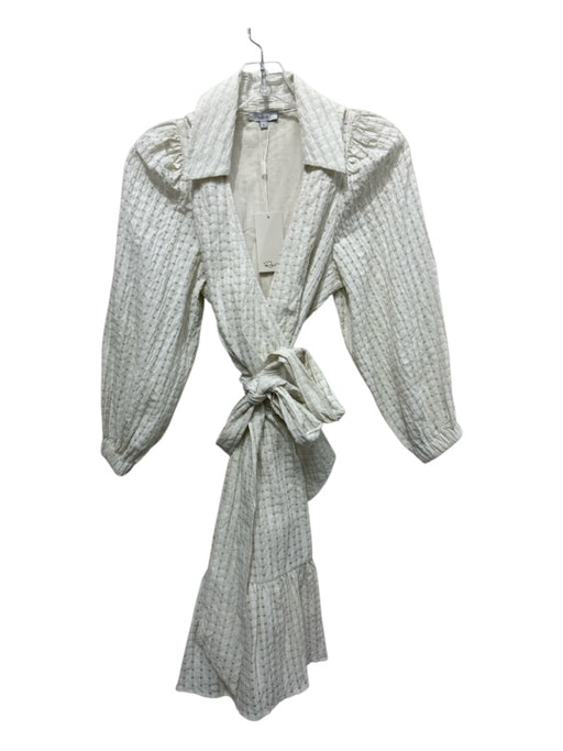 Rails Size S Cream Cotton & Polyester Wrap Textured Seersucker Dress Cream / S