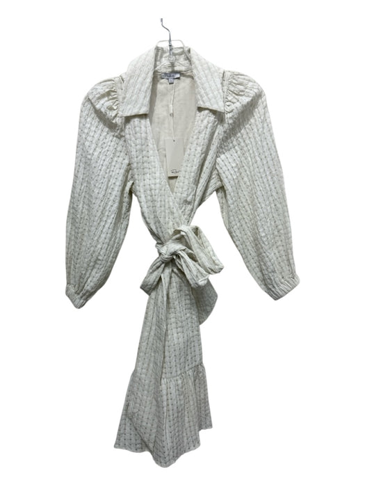 Rails Size S Cream Cotton & Polyester Wrap Textured Seersucker Dress Cream / S