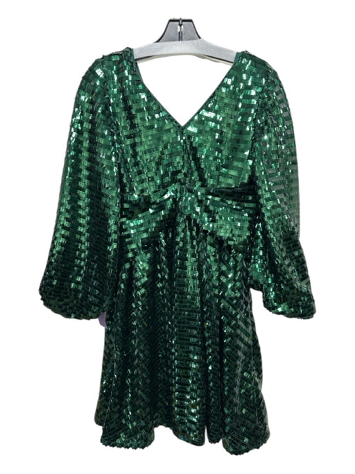 Alden Adair Size S Emerald Green Polyester V Neck Balloon Sleeve Dress Emerald Green / S