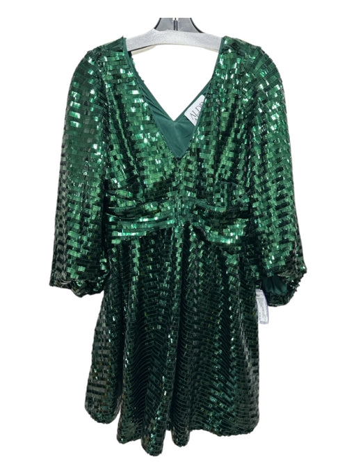 Alden Adair Size S Emerald Green Polyester V Neck Balloon Sleeve Dress Emerald Green / S
