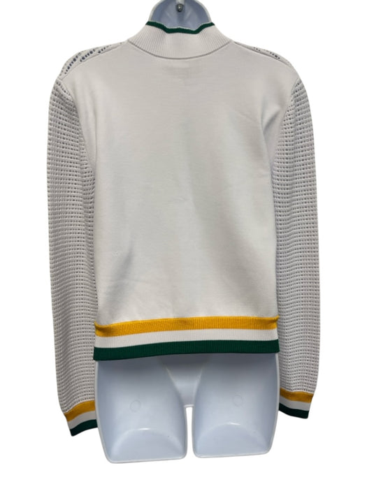 St. John Sport Size S White, Green, Yellow Viscose & Elastane Perforated Jacket White, Green, Yellow / S