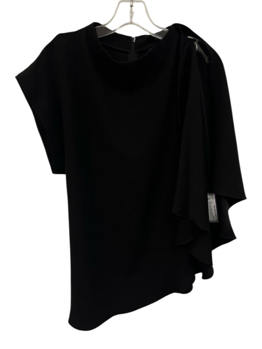 Karolina Zmarlak Size XS Black Acetate & Polyester Cap Sleeve Mock Collar Top Black / XS