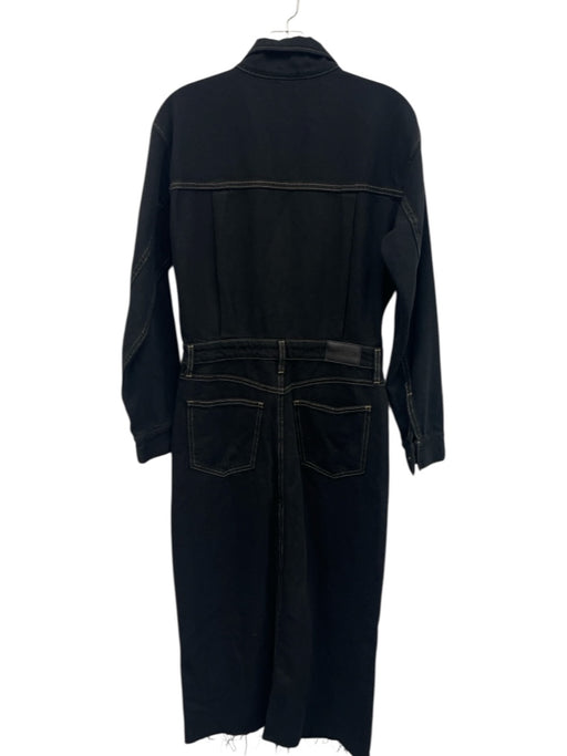 Pistola Size S Black Cotton Denim Contrast Stitch Long Sleeve Front Slit Dress Black / S