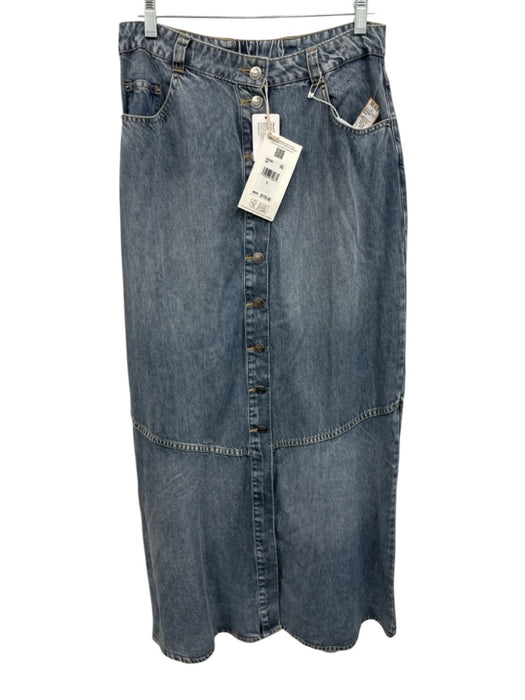 Splendid Size S Medium light wash Lyocell Denim Button Front Pocketed Midi Skirt Medium light wash / S