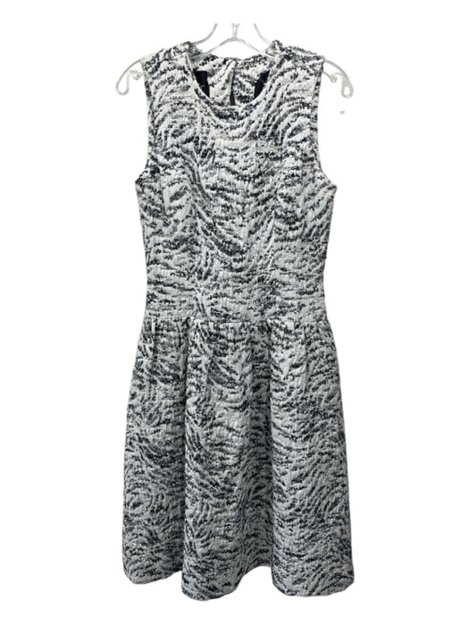 Monique Lhuillier Size 6 White, Gray, Multi Nylon Blend Textured Dress White, Gray, Multi / 6