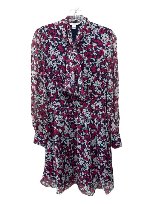 Diane Von Furstenberg Size 4 Blue, Red, Multi Polyester floral print Dress Blue, Red, Multi / 4