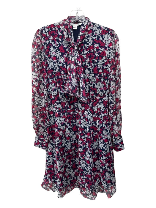 Diane Von Furstenberg Size 4 Blue, Red, Multi Polyester floral print Dress Blue, Red, Multi / 4