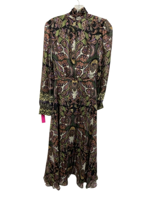 Elie Tahari Size s / 4 Green, Black & Multi Print Polyester Paisley Maxi Dress Green, Black & Multi Print / s / 4