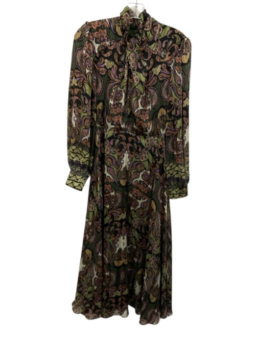 Elie Tahari Size s / 4 Green, Black & Multi Print Polyester Paisley Maxi Dress Green, Black & Multi Print / s / 4