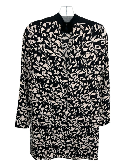 A.L.C. Size 6 Black & Light Pink Silk Abstract Geometric Mock Neck Wrap Dress Black & Light Pink / 6