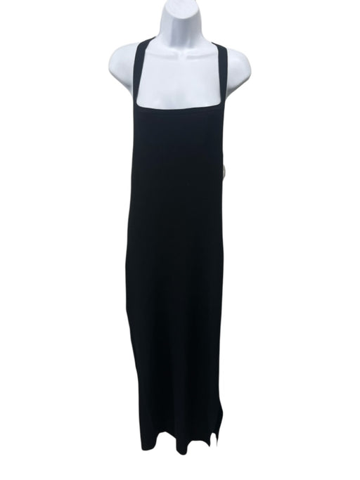 Theory Size L Black Viscose & Nylon Sleeveless Rib Knit Midi Dress Black / L