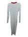 Staud Size L White, Blue & Red Viscose Blend Ribbed Knit Striped Dress White, Blue & Red / L