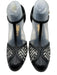 Salvatore Ferragamo Shoe Size 9 Black & White Leather Upper Woven T Strap Pumps Black & White / 9
