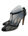 Salvatore Ferragamo Shoe Size 9 Black & White Leather Upper Woven T Strap Pumps Black & White / 9