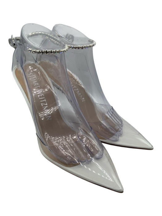 Stuart Weitzman Shoe Size 9 White & Silver Plastic Clear Detail Rhinestone Pumps White & Silver / 9