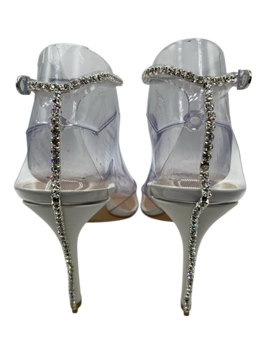 Stuart Weitzman Shoe Size 9 White & Silver Plastic Clear Detail Rhinestone Pumps White & Silver / 9