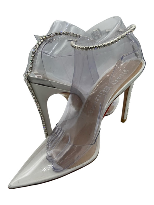 Stuart Weitzman Shoe Size 9 White & Silver Plastic Clear Detail Rhinestone Pumps White & Silver / 9