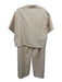 OFFON Size M Orange & White Cotton Seersucker Gingham Short Sleeve Pant Set Orange & White / M
