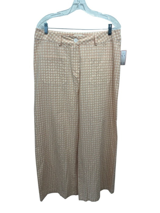 OFFON Size M Orange & White Cotton Seersucker Gingham Short Sleeve Pant Set Orange & White / M