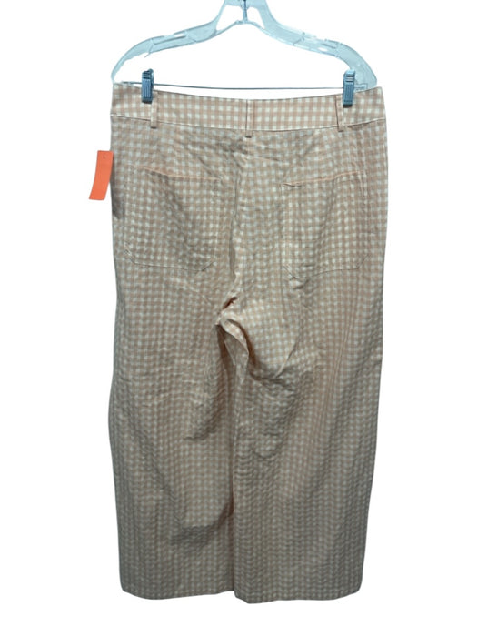 OFFON Size M Orange & White Cotton Seersucker Gingham Short Sleeve Pant Set Orange & White / M