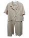 OFFON Size M Orange & White Cotton Seersucker Gingham Short Sleeve Pant Set Orange & White / M