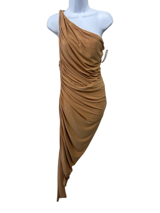Norma kamali Size L/40 Light Brown One Shoulder Ruched Side Midi Dress Light Brown / L/40