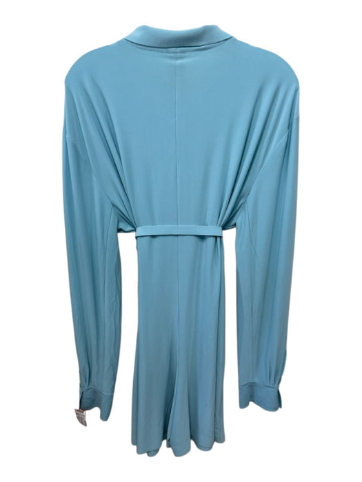 Norma Kamali Size L/40 Light Blue Polyester Long Sleeve Velcro Collar Romper Light Blue / L/40