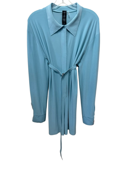 Norma Kamali Size L/40 Light Blue Polyester Long Sleeve Velcro Collar Romper Light Blue / L/40